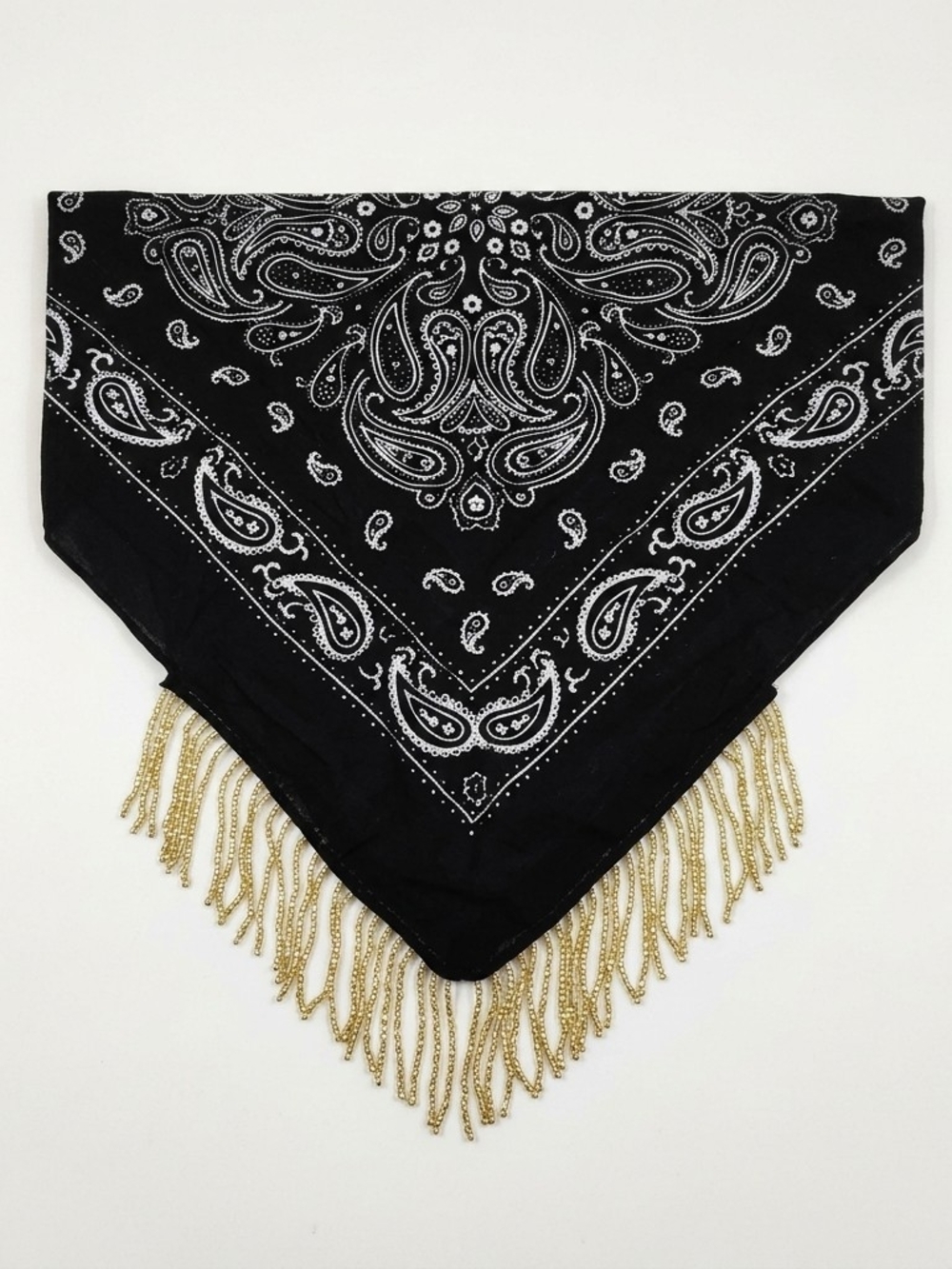 Black Paisley Western Bandana Fringe Top